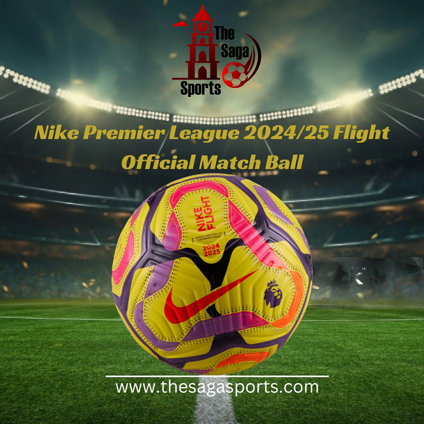 www.thesagasports.com-6.webp Nike Premier League 2024/25 Flight Official Match Ball – Yellow/Bright Crimson ⚽🔥 - Image 1